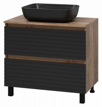 Тумба Brevita Dakota 800x480x620 черный, темное дерево (DAK-07080-19/02-2Я) с раковиной