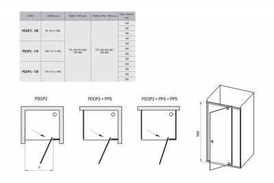 RAVAK Pivot 03GA0U00Z1 душевая дверь двухэлементная PDOP2-100, ручки сатин, сатин/транспарент/стекло
