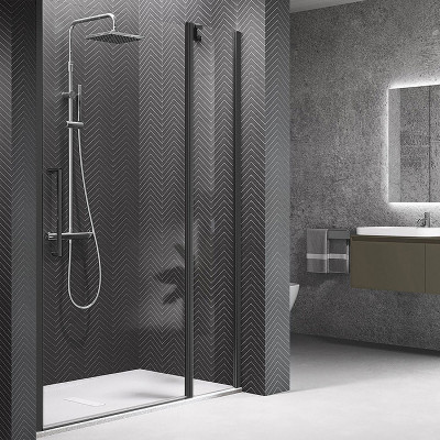 Душевая дверь Novellini Young 90 Y22P87-1H пр-ль черный матовый стекло прозрачное