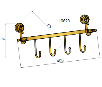 Boheme MEDICI 10623 планка с четырьмя крючками, бронза