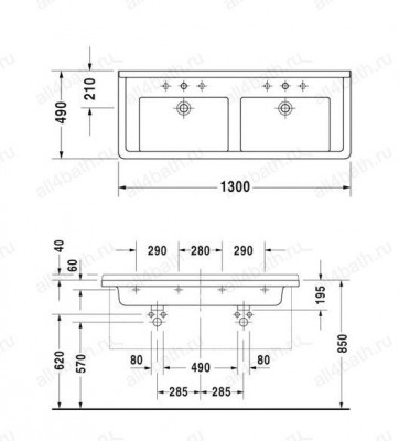 DURAVIT Starck 3 0332130030 умывальник двойной