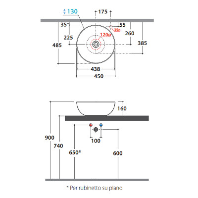 Раковина-чаша Globo T-Edge 45 B6T45.BI белая круглая