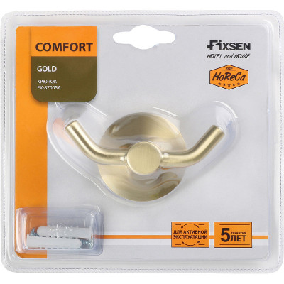 Двойной крючок в ванную Fixsen Comfort Gold FX-87005A золото матовое