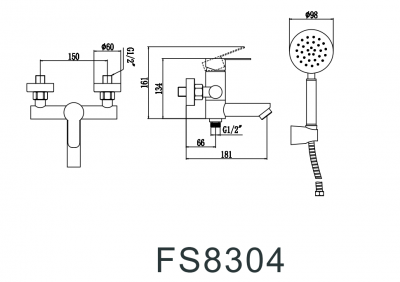 Смеситель для ванны Fmark FS8304H нерж сталь черный рычажный
