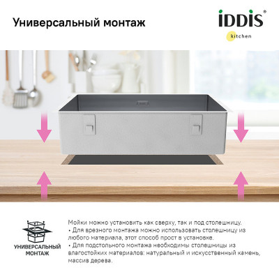Мойка для кухни Iddis Edifice 74 EDI74S0i77 сатин нерж сталь прямоугольная