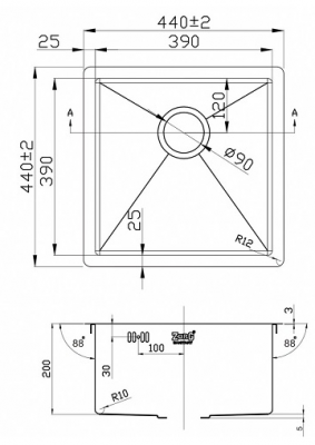 Zorg Inox R 4444 кухонная мойка, нержавеющая сталь