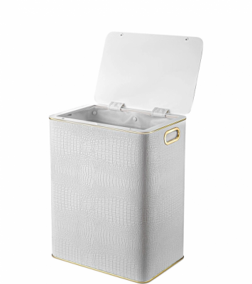 Geralis KWG-S CROCO корзина для белья белая, кант золото, большая