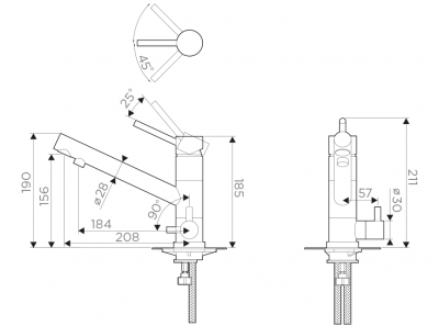 Смеситель для кухни под фильтр OMOIKIRI Tonami-GR 4994223, ленинградский серый/хром