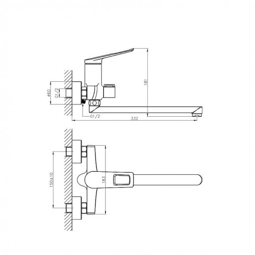 Смеситель для ванны Haiba HB22595 универсальный с душевым гарнитуром (латунь) хром