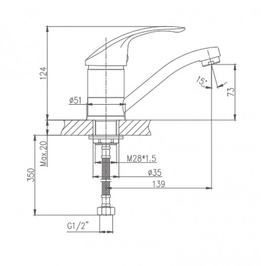Смеситель для кухни Haiba HB4521-5 (латунь) сатин