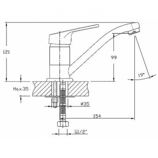 Однорычажный смеситель для раковины Haiba HB4516 с поворотным изливом (латунь) хром