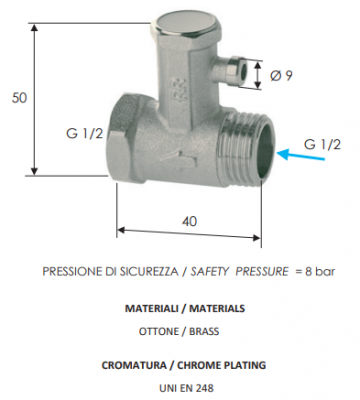 Клапан Remer 413 N ½" предохранительный, автоматический