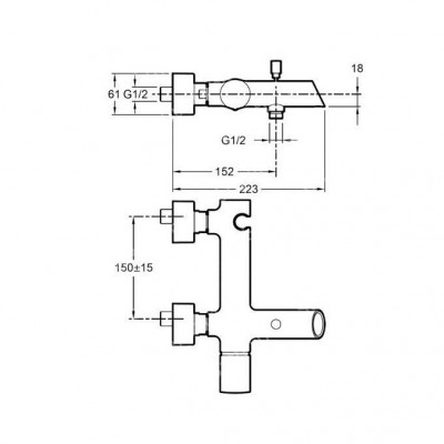 JACOB DELAFON Toobi E8963-CP смеситель для ванны с душем, хром