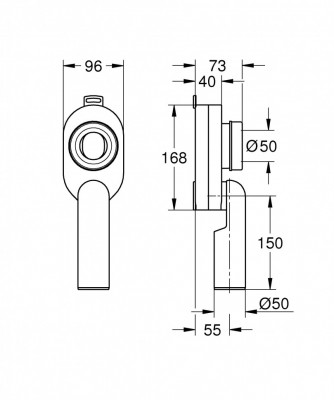Сливной гарнитур GROHE Bau Ceramic вертикальный для писсуара, хром (39733000)