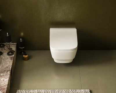 Унитаз подвесной Boheme Bello 971-2-MW безободковый с функцией биде 35,5х53 см, белый матовый