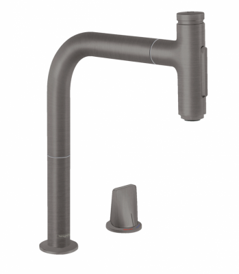 Смеситель для кухни с вытяжным изливом Hansgrohe Metris Select M71 73818340 (черный хром )