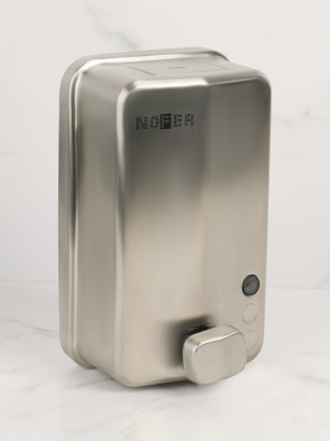 Диспенсер для мыла Nofer из нержавеющ. Стали матовой 1200 мл. со стальной кнопкой 03050.S матовый