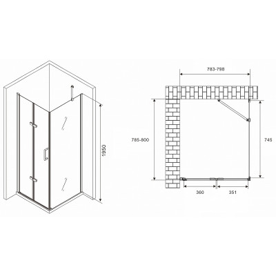 Душевой уголок Abber Zart 80x80 AG08080P-S81 п-ль хром стекло прозрачное