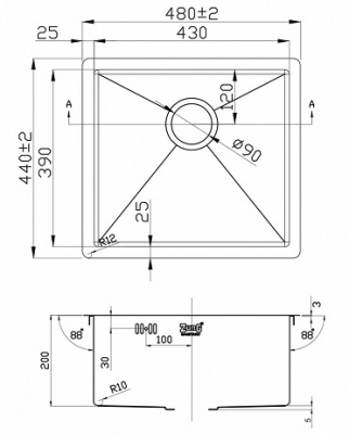 Zorg Inox R 4844 кухонная мойка, нержавеющая сталь