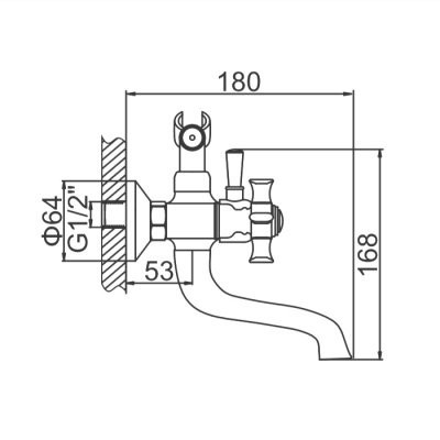 Смеситель для ванны Ledeme L3011 H11 двухвентильный хром