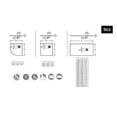 Душевой поддон Roca Terran 1200x700 мм, цвет Blanco AP1014B02BC01100 белый