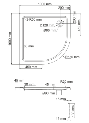 WasserKRAFT Isen 26T23 душевой поддон, сектор