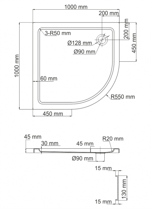 WasserKRAFT Isen 26T23 душевой поддон, сектор