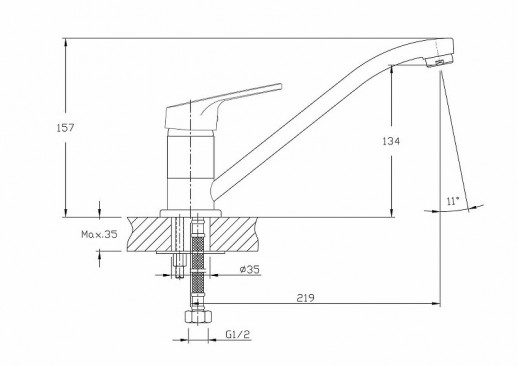 Однорычажный смеситель для кухни Haiba HB4816 с поворотным изливом (латунь) хром