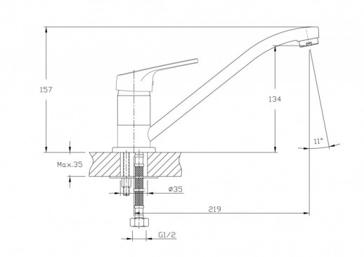 Однорычажный смеситель для кухни Haiba HB4816 с поворотным изливом (латунь) хром