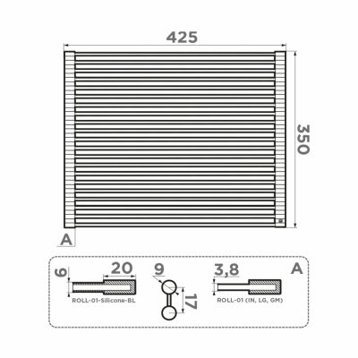 Ролл-мат для мойки ворон.сталь черн. силикон ROLL-01-GM (4997002)