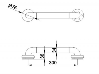 Прямой опорный поручень 300 мм (белый нейлон) NOFER 15054.30.NBA
