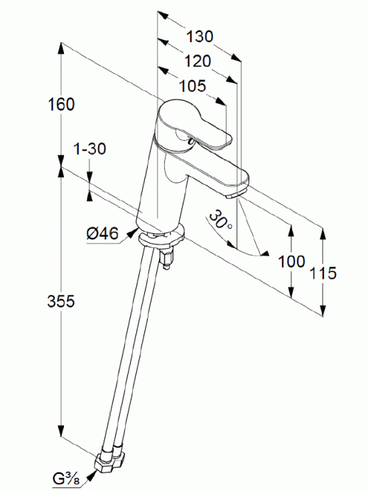 Смеситель для раковины KLUDI Pure & Easy хром белый 372929165