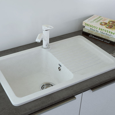 Кухонная мойка Ulgran Classic U-506-302 прямоугольная 770х495х220 одна чаша с правым крылом песочная