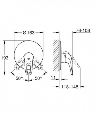 Смеситель для душа GROHE Eurostyle new, внешняя монтажная часть, белая луна (19507LS3)