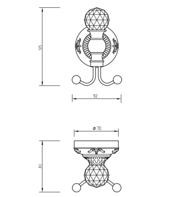 MIGLIORE Cristalia SWAROVSKI 16838 двойной крючок, золото