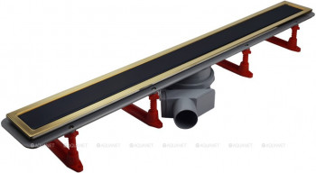 Душевой лоток Pestan Confluo Premium Gold Black Glass Line 13100125, 950мм  Нержавеющая сталь / Стекло / ABS-пластик
