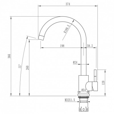Смеситель для кухни 35k MIXLINE MLSS-0303 трубчатый излив сатин (505147)