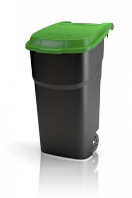 Rotho АТЛАС контейнер пластиковый на колесах с крышкой 100 л черный/зеленый