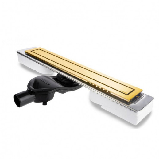 Желоб BERGES водосток TOP Stark 600, золото глянец, S-сифон D50 H60 боковой