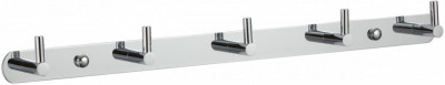 Планка с крючками для ванной (5 крючков) Savol S-007215 латунь хром