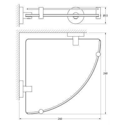 Artwelle Harmonie HAR 039 полка стеклянная угловая 24 см, хром
