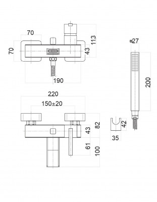 Смеситель для ванны Fiore XS 71CR7755, хром