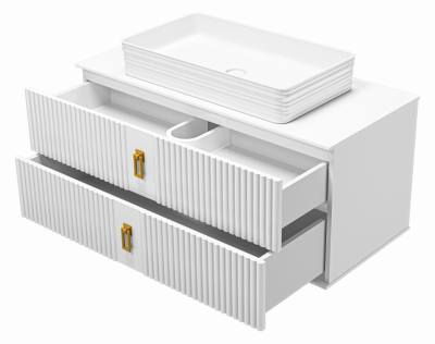 Тумба подвесная Brevita Sevilla 105 белая (SEV-09105-0102Я) с раковиной и столешницей