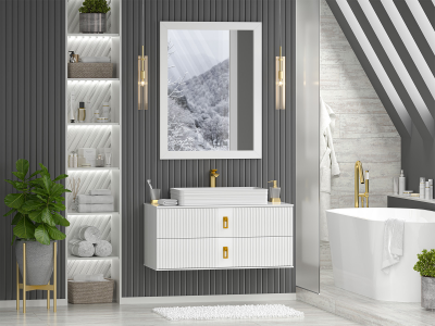 Тумба подвесная Brevita Sevilla 105 белая (SEV-09105-0102Я) с раковиной и столешницей