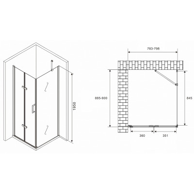 Душевой уголок Abber Zart 80x90 AG08080P-S91 п-ль хром стекло прозрачное