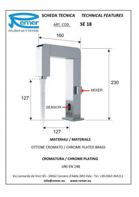 Смеситель сенсорный Remer SENSOR RR SE 18