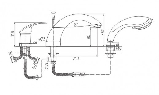 Смеситель на борт ванны Haiba HB1121 (латунь) хром