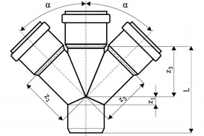 Крестовина HTDA 110/110/110/67° для внутренней канализации (115900) Ostendorf