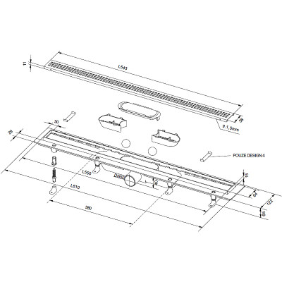 Душевой лоток PlastBrno Design 5 55 SZA5550 с решеткой хром