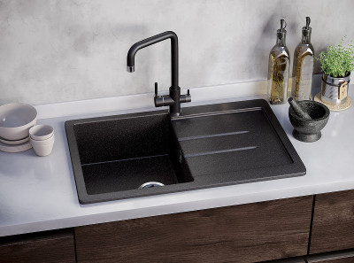 Кухонная мойка Ulgran Classic U-507-302 прямоугольная 770х495х190 одна чаша с правым крылом песочная